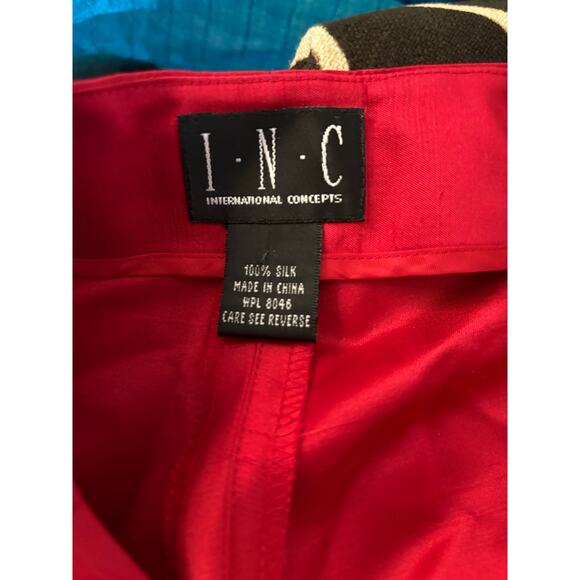INC International Concepts Red 100% Silk Straight Leg Dress Pants Women's S - Picture 4 of 4